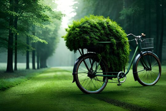 Green Cycling Sustainable Transport with Leafy Bicycle