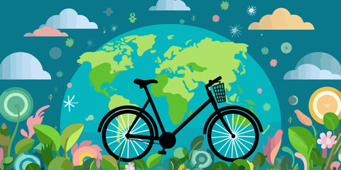 Fototapeta na wymiar Flat illustration celebrating World Bicycle Day
