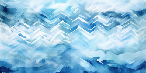 chevron blue zig zag painted seamless pattern Generative AI	
