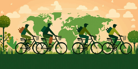 Fototapeta na wymiar Hand drawn flat design for World Bicycle Day