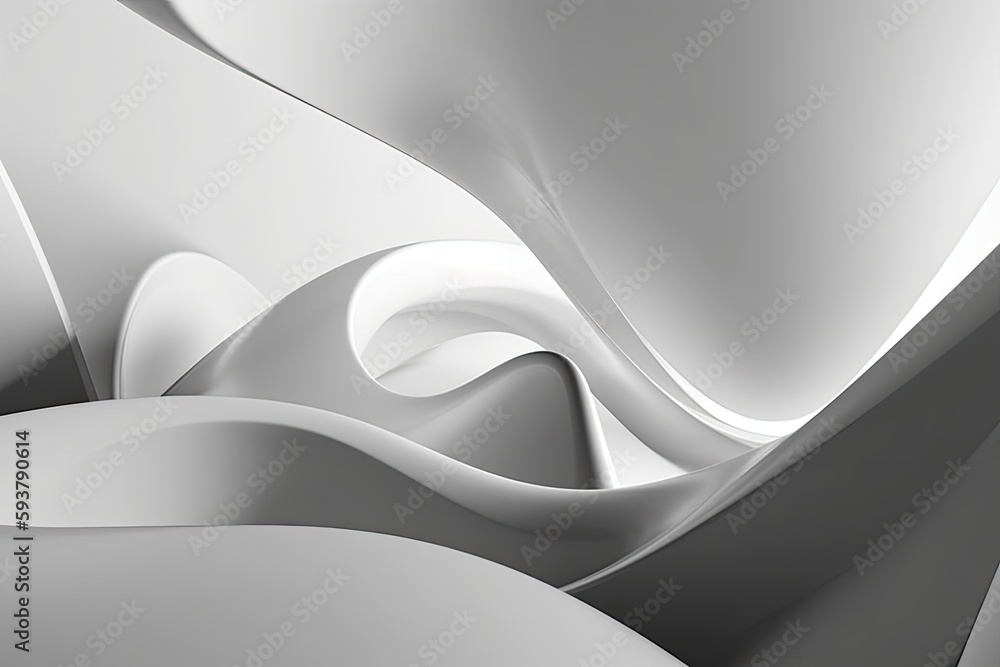 Poster white abstract background with flowing curves and shapes. generative ai