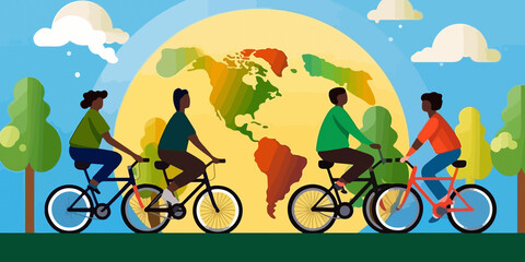 Fototapeta premium Artistic representation of World Bicycle Day concept