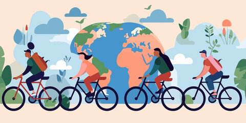Fototapeta na wymiar World Bicycle Day captured in hand drawn style