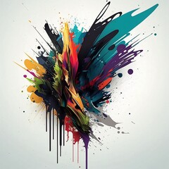 An abstract design with bold brush strokes and splatters of color, which creates an energetic and dynamic look.