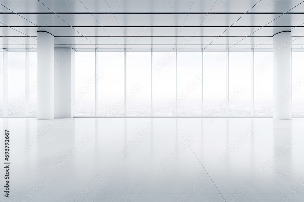 Poster an empty room with abundant natural light and large window. generative ai