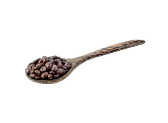 Fototapeta premium Coffee beans.in wooden spoon Isolated on transparent png