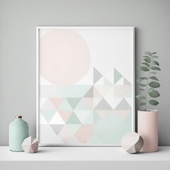 A minimalist design with simple geometric shapes in pastel colors, which creates a clean and modern look.