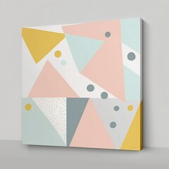 A minimalist design with simple geometric shapes in pastel colors, which creates a clean and modern look.