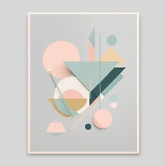A minimalist design with simple geometric shapes in pastel colors, which creates a clean and modern look.