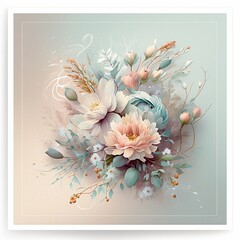 A floral design with soft, pastel-colored flowers, which creates a romantic and delicate look.