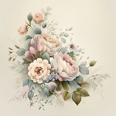 A floral design with soft, pastel-colored flowers, which creates a romantic and delicate look.