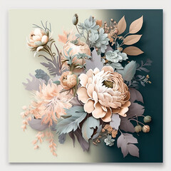 A floral design with soft, pastel-colored flowers, which creates a romantic and delicate look.