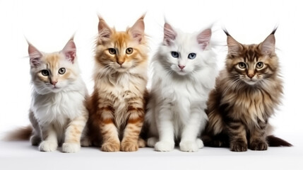 Fototapeta na wymiar group of kittens isolated