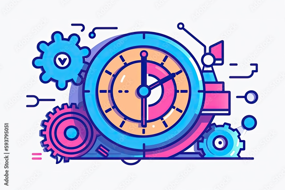 Poster clock with intricate gears and mechanisms. generative ai