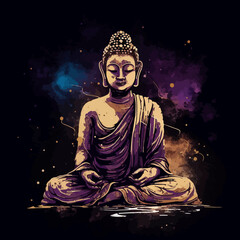 Lord buddha made of galaxy and stars, cosmos