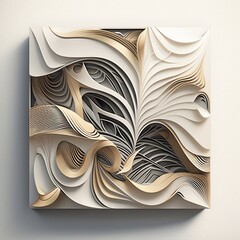 A textured design with overlapping layers of neutral colors, which creates a sophisticated and elegant look.