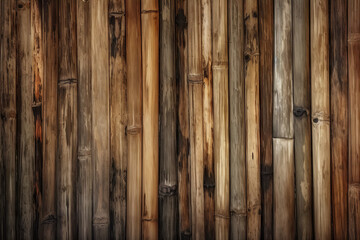 Wooden background, texture of vertical bamboo pieces