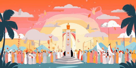 Hand drawn flat illustration of a Corpus Christi, concept background
