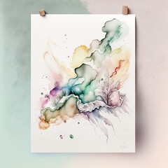 A watercolor design with soft, blended colors, which creates a dreamy and whimsical look.