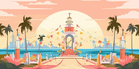 Obraz premium Hand drawn flat illustration of a Corpus Christi, concept background