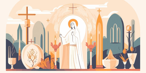 Hand drawn flat illustration of a Corpus Christi, concept background