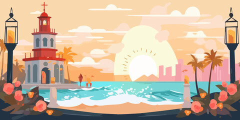 Obraz premium Hand drawn flat illustration of a Corpus Christi, concept background