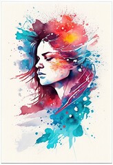 Watercolor painting for Womens Day love gift Business Design,Generative AI