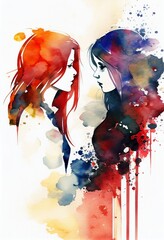 Watercolor painting for Womens Day love Business Design abstract,Generative AI