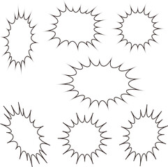 パンク・爆発・とげとげ吹き出しセット　漫画表現　白黒