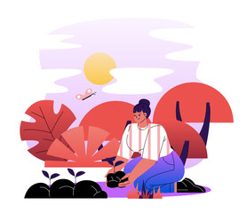 Happy woman gardener