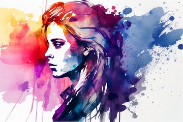 Fototapeta premium Watercolor painting for Womens Day Business Design abstract background,Generative AI