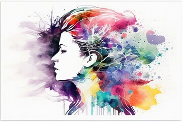 Fototapeta premium Watercolor painting for Womens Day Business Design abstract background,Generative AI