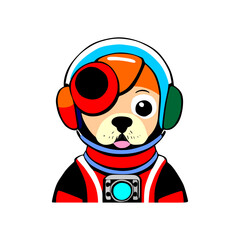 dog illustration with astronaut character 
