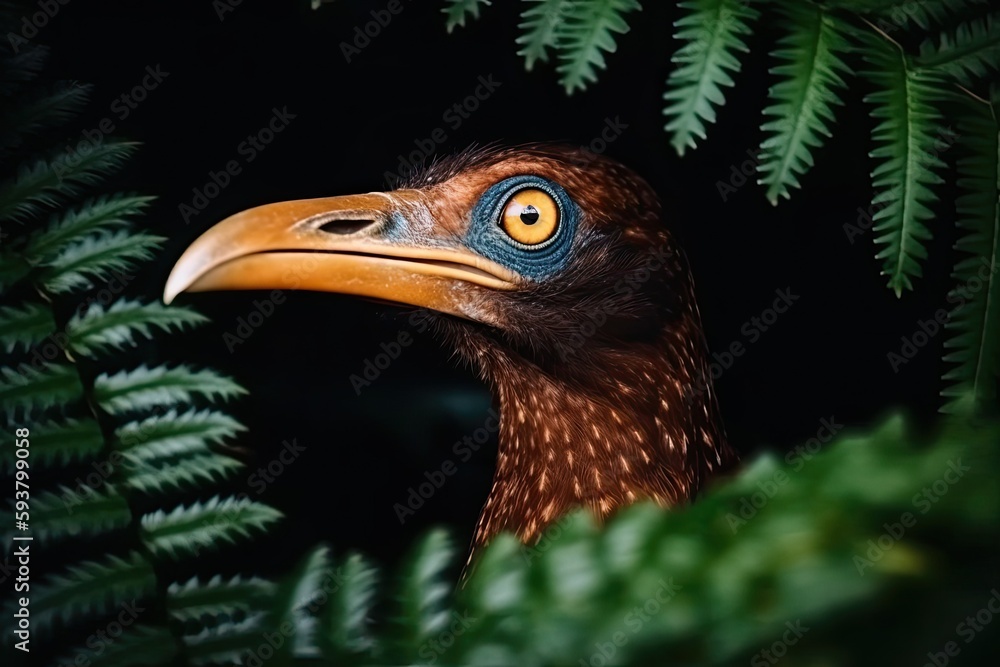 Poster bird perched on a tree branch in a natural setting. generative ai