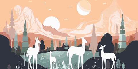 Eid al-Adha scene in hand drawn flat style