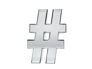 Fototapeta premium Character hashtag transparent glass. Background transparent in png.