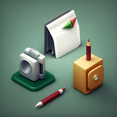 Set of 3d office icon