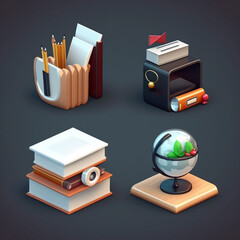 Set of 3d office icon