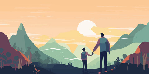 Fototapeta premium Father's Day background in hand drawn style