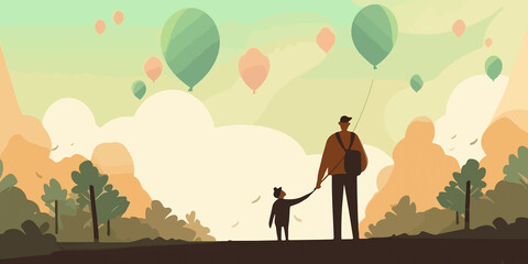 Father's Day background in hand drawn style
