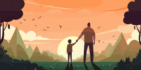 Father's Day background in hand drawn style