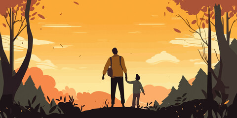 Father's Day background in hand drawn style