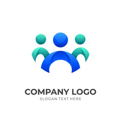 human care logo concept with 3d green and blue color style