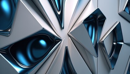 abstract white blue metal background, digital art illustration, Generative AI