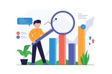 Businessman planning company business opportunity success, modern flat illustration