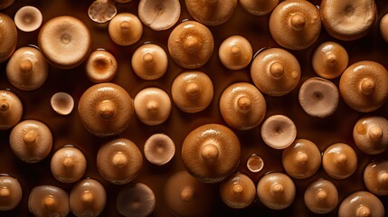 Button mushrooms, flat lay or top view, AI generative