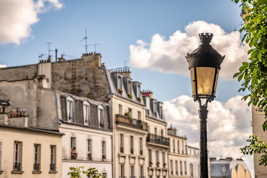 A beautiful antique street lamp in Montmartre, in Paris, France.