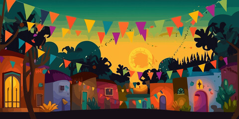 Artistic flat depiction of Festas Juninas background