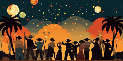 Artistic flat depiction of Festas Juninas background