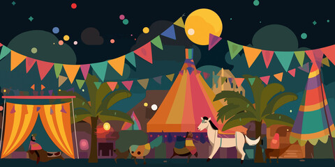 Naklejka premium Hand drawn Festas Juninas inspired background